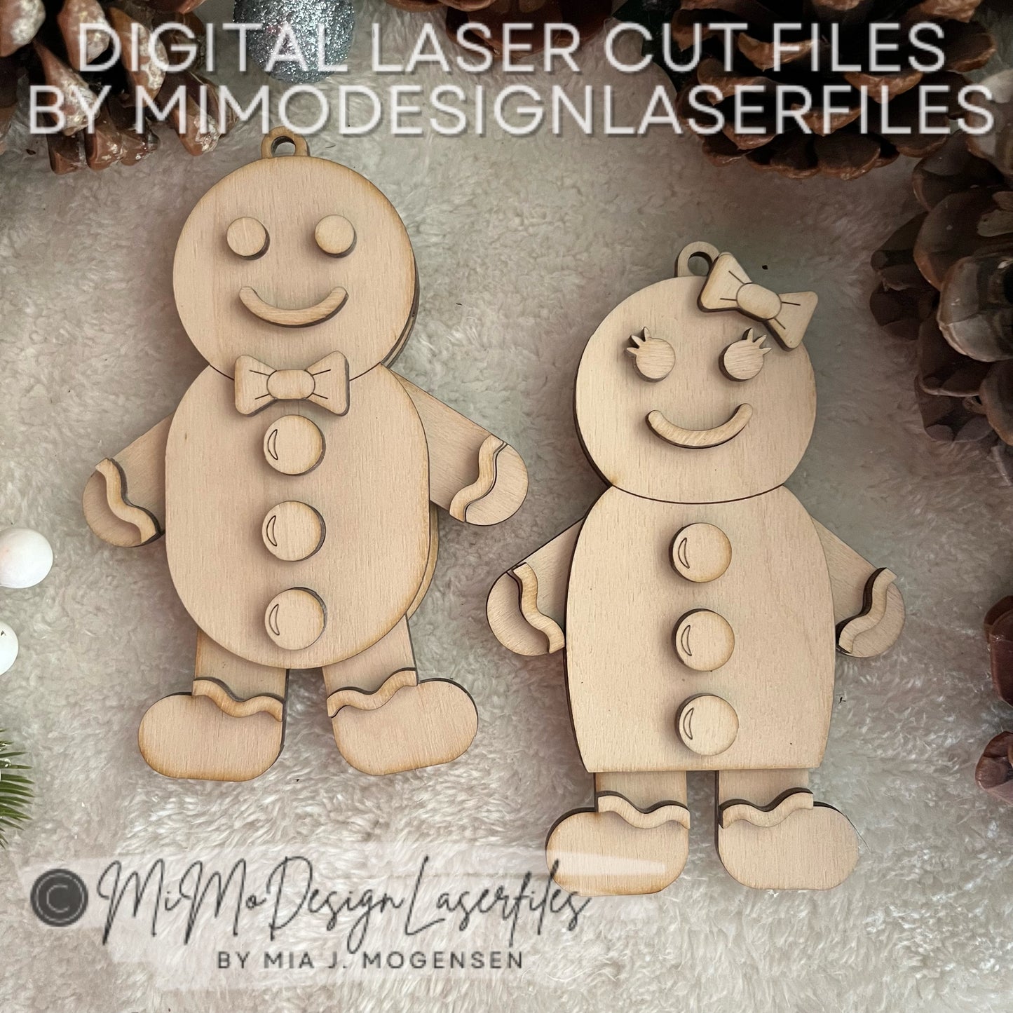 BUNDLE of Jumping Jack Gingerbread Man and Woman | Layered & Single Line DIY Paint Kit | Christmas Ornament | Digital Download Laser Cutting