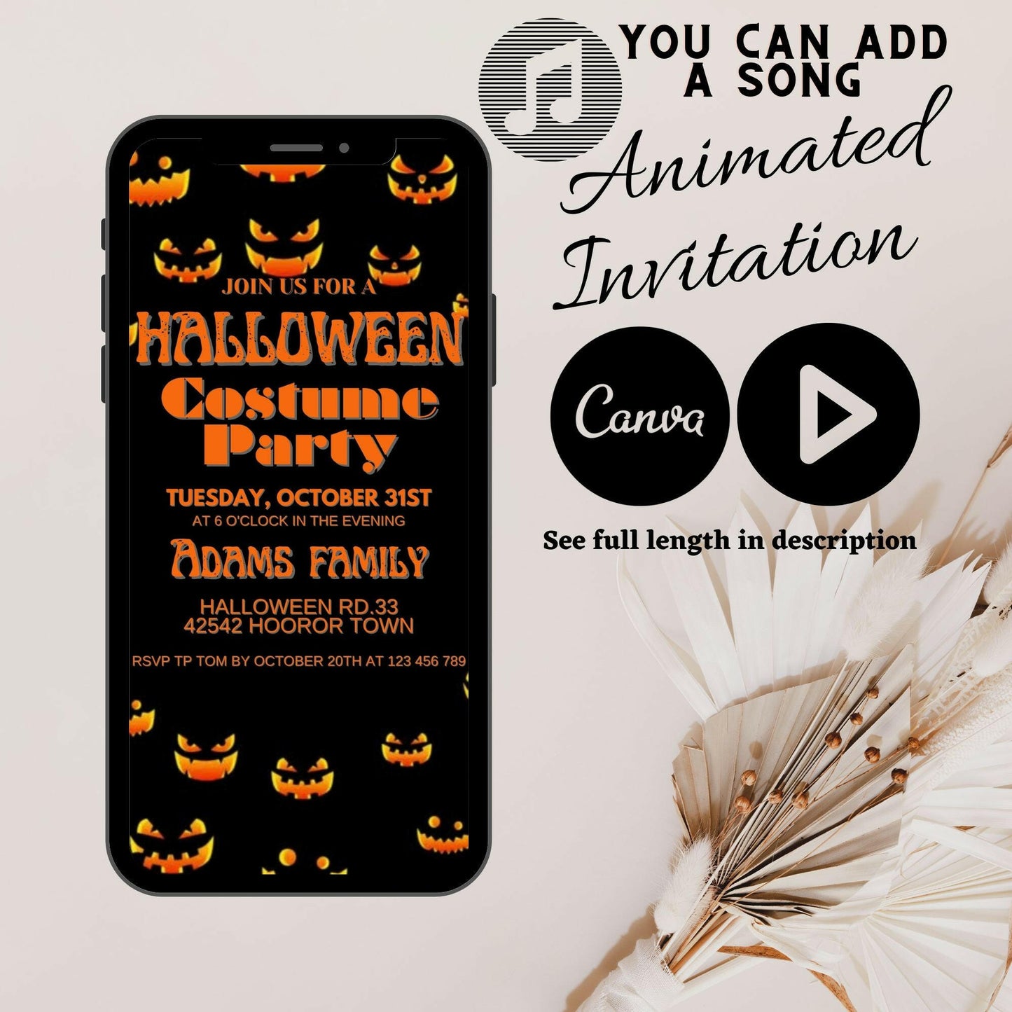 Enter the Haunted Soiree: Join the Spooktacular Fun with Our Video Halloween Party Invitation!