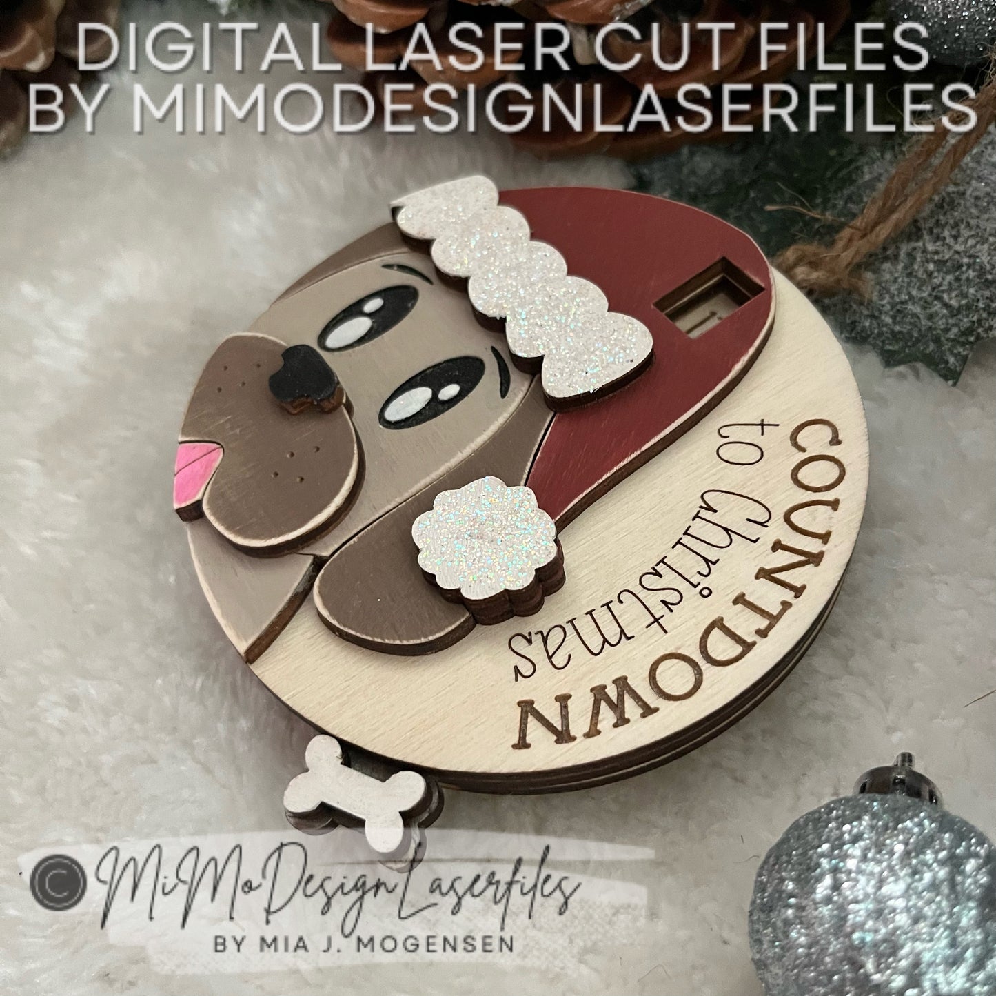 Christmas Puppy Dog Countdown Spinning Ornament / Magnet. Multi Layered & Single Layer for Painting