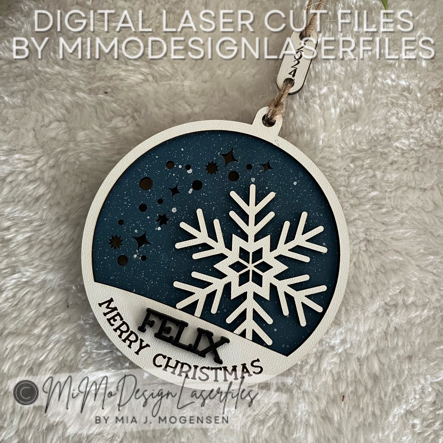 Christmas Snowflake Glow Up Ornament Laser Cut SVG + DXF | 2 Layered Single Line / Engraved Quick & Easy | Commercial Use | Digital Download