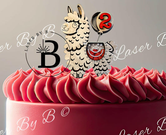 Llama Shaker Cake Topper Laser File - Adjustable Age, Fun Party Decor