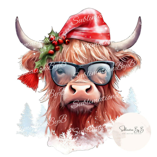 Festive Highland Cow Wonderland - Christmas Sublimation Design