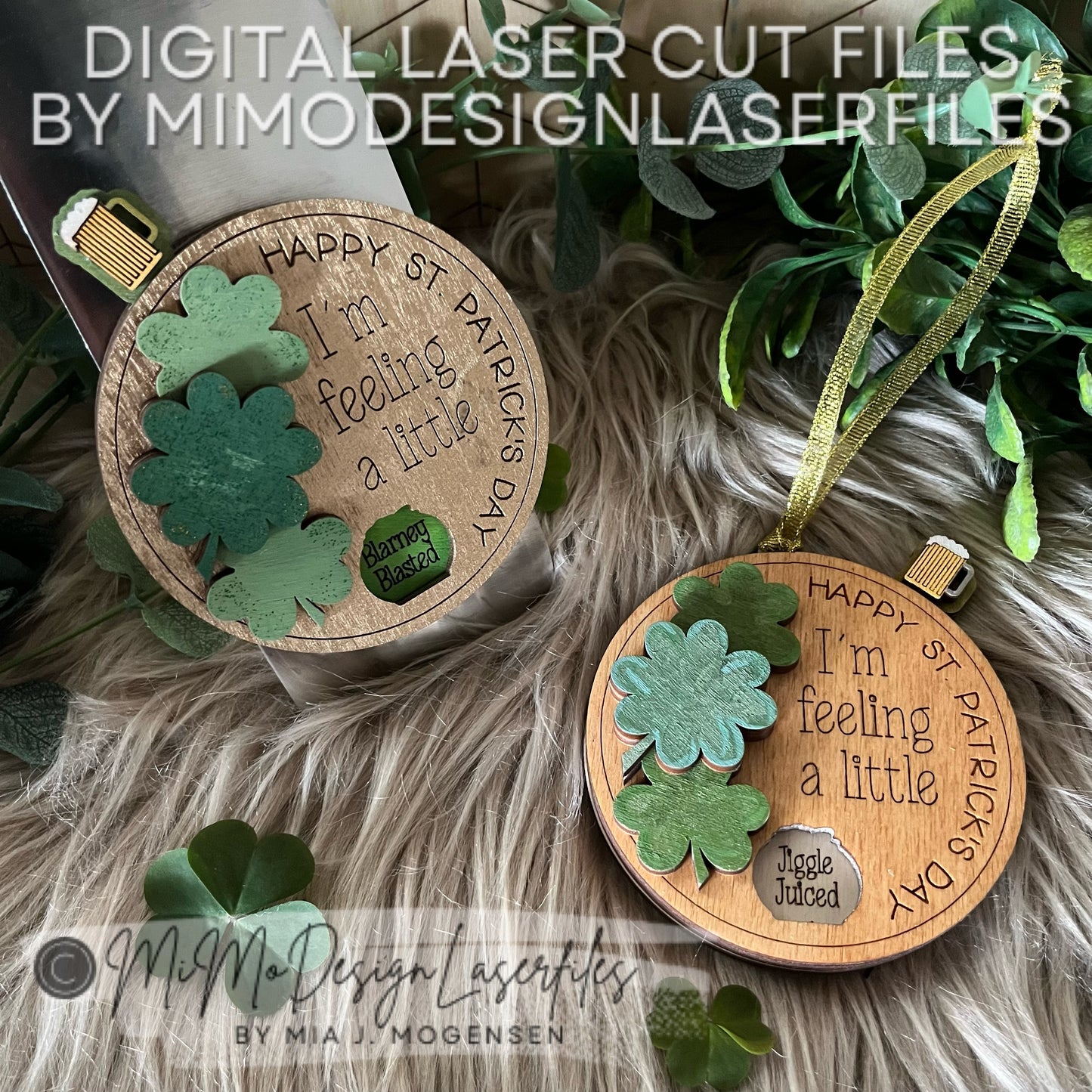 St. Patrick's Day Drunken Spinner, Magnet or Ornament Tag - Layered Glass of Beer on the lever