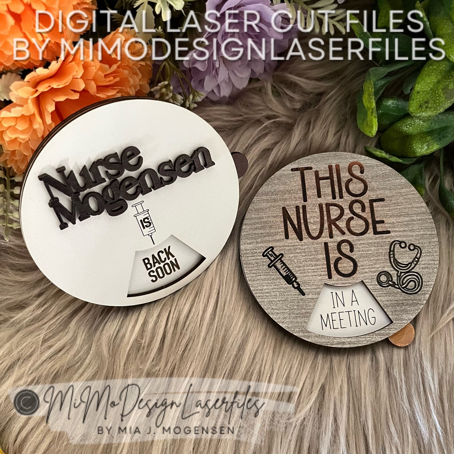 Nurse Rotating & Spinning Door Sign with 6 Status Messages for the door or wall with Name Personalization or Generic