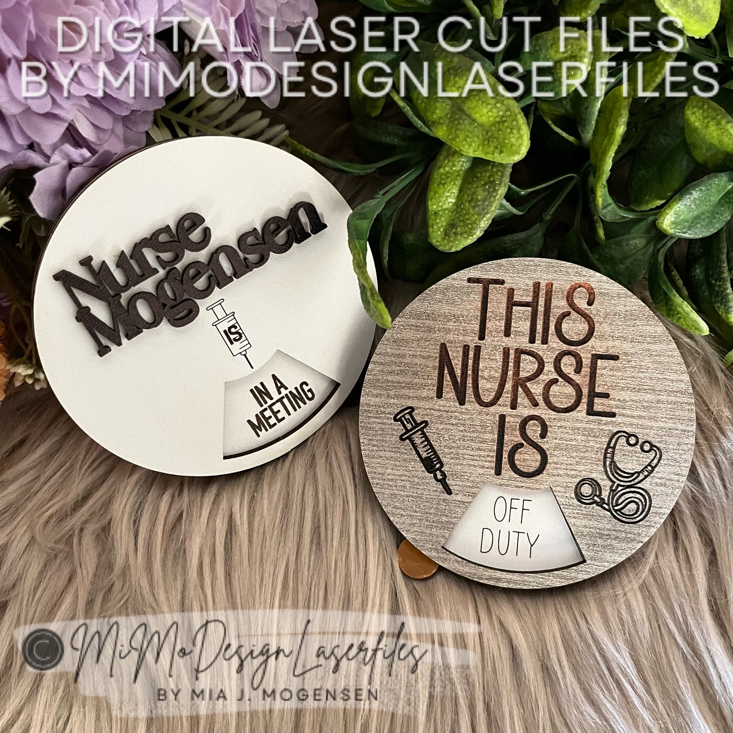 Nurse Rotating & Spinning Door Sign with 6 Status Messages for the door or wall with Name Personalization or Generic