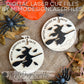 Halloween Countdown Ornament or Magnet – Witch Flying Over Moon Design with Bat Lever | Laser Cut Files for Glowforge & More (SVG, DXF)