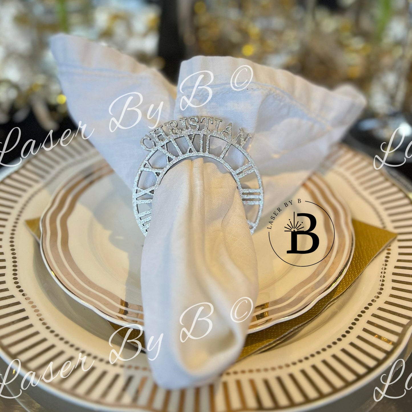 Personalizable Large New Year Napkin Rings Laser File - Dual-Function as Place Cards/Table Decor