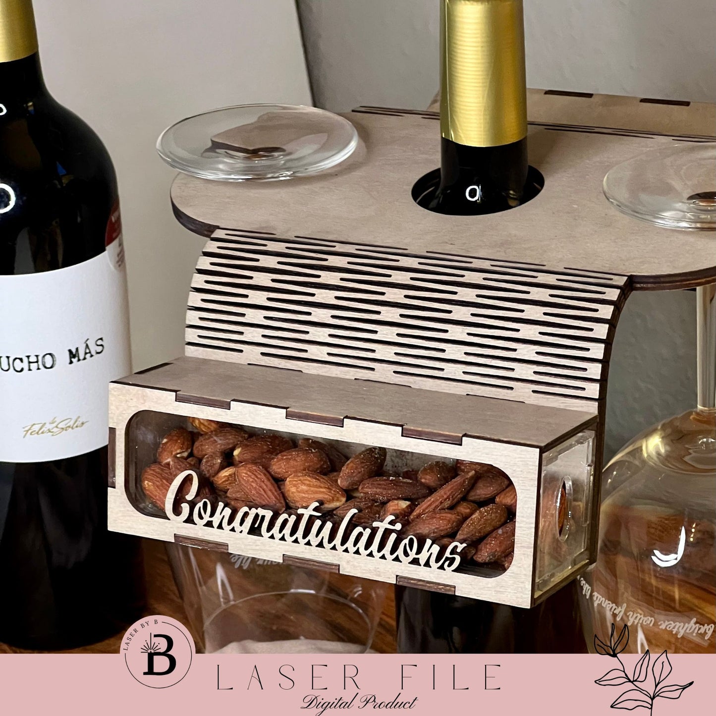 Wine Charcuterie & Gift Box with Wineglass Holder - Set of 2 Boxes - 4 Front Designs