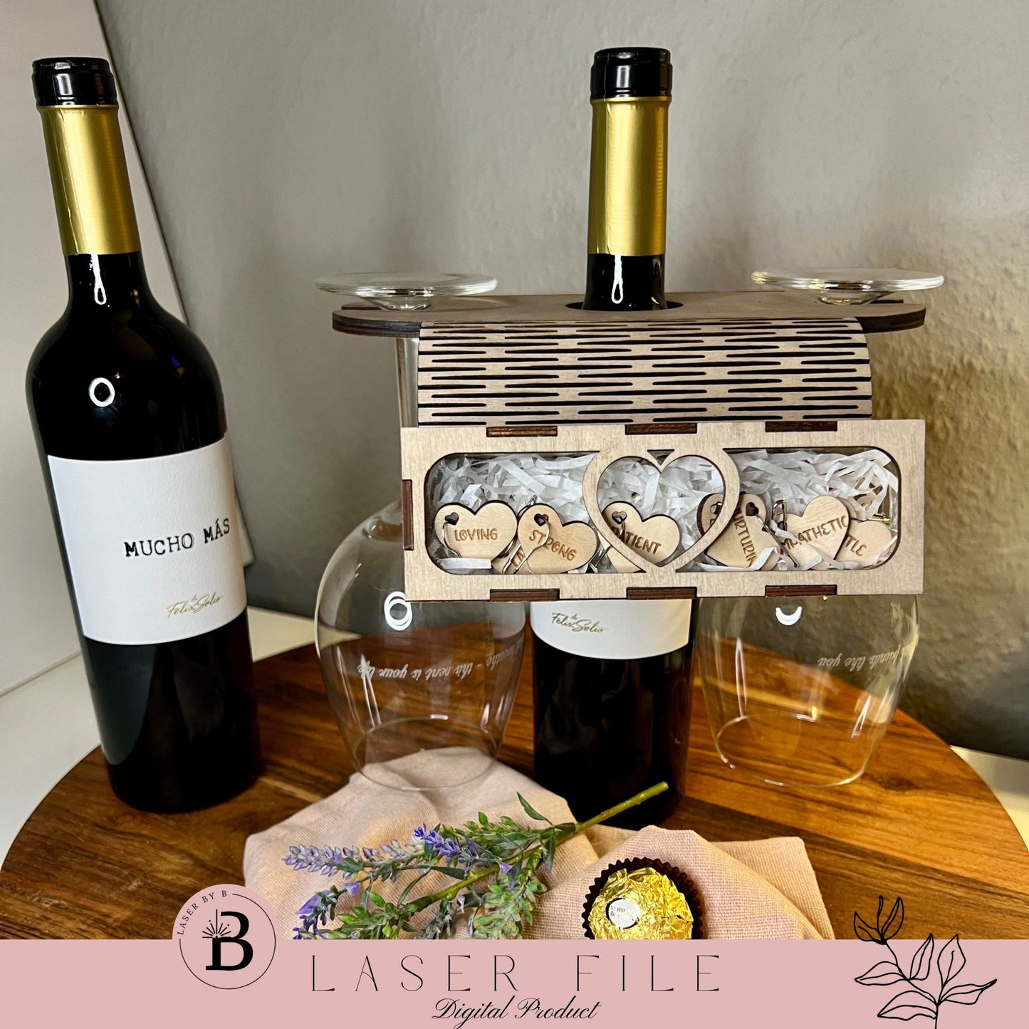 Wine Charcuterie & Gift Box with Wineglass Holder - Set of 2 Boxes - 4 Front Designs