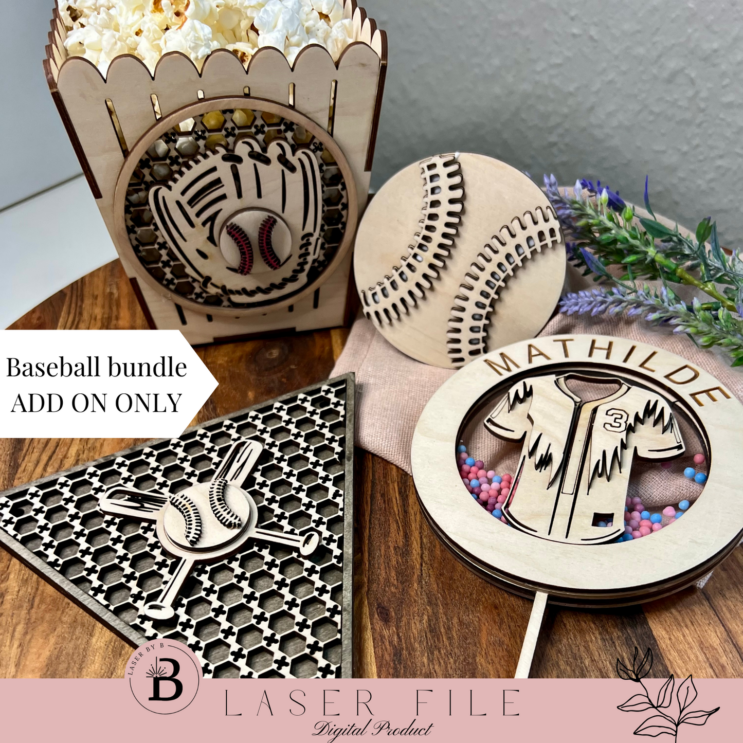 ADD ONS BUNDLE - Baseball Bundle Add-On for Interchangeable Celebration Collection - Laser File Designs