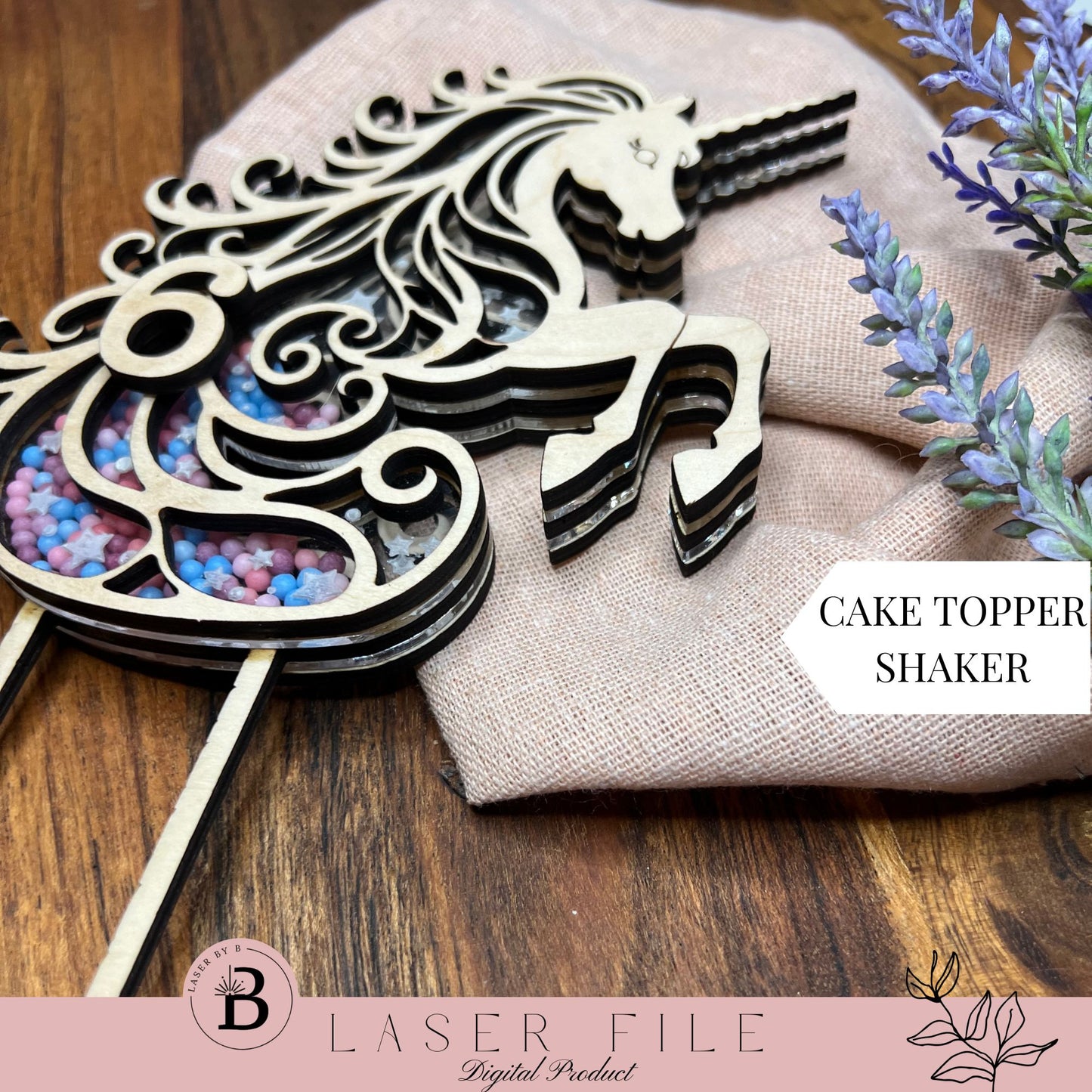 Unicorn Shaker Cake Topper Laser File - Magical, Customizable Party Decor