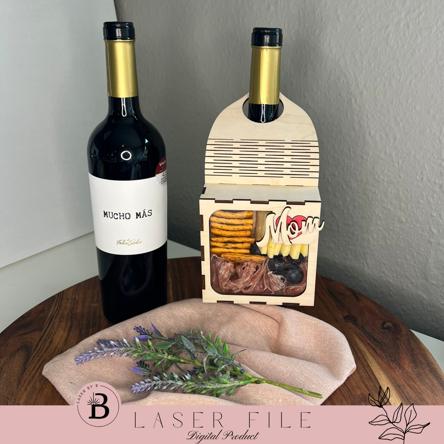 Customizable Wine Charcuterie Gift Box Laser File - DIY Snack Box & Gift Holder