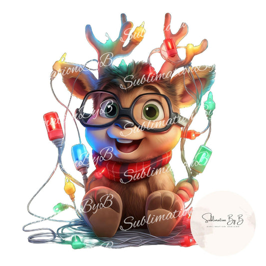 Merry & Bright Reindeer Glow Sublimation Art