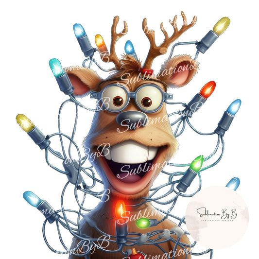 Glowing Reindeer Antics Sublimation Illustration