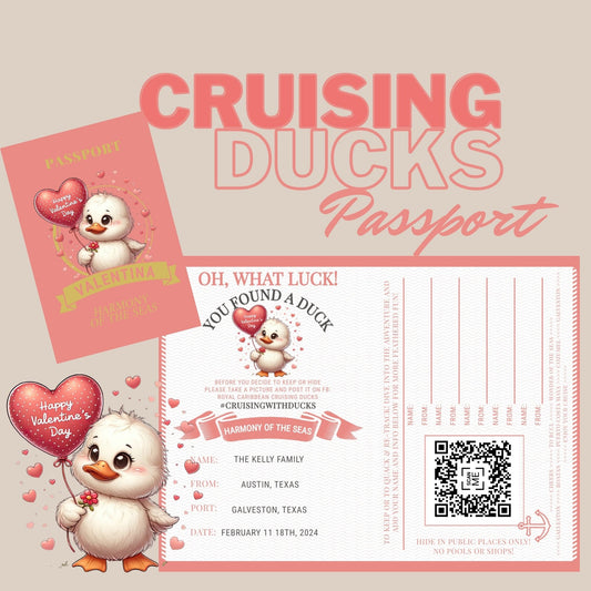 Valentine's Day Love Duck Passport - Instant Download Cruise Duck Tag - Romantic Cruise Ducks Printable - Customizable PDF Gift for Couples
