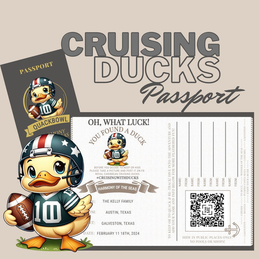 Touchdown at Sea - Football-Themed Cruise Duck Tag - Instant Download Sports Duck Passport - Customizable PDF for Cruise Enthusiasts