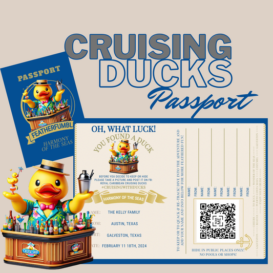 Cruise Bartender Duck Pass - Rubber Duck Tag for Cruising Mixologists - Personalize Your Duck's Identity