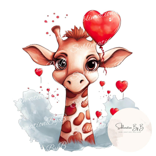 Cute Valentine Giraffe Sublimation Design - Perfect for DIY Gifts & Decor