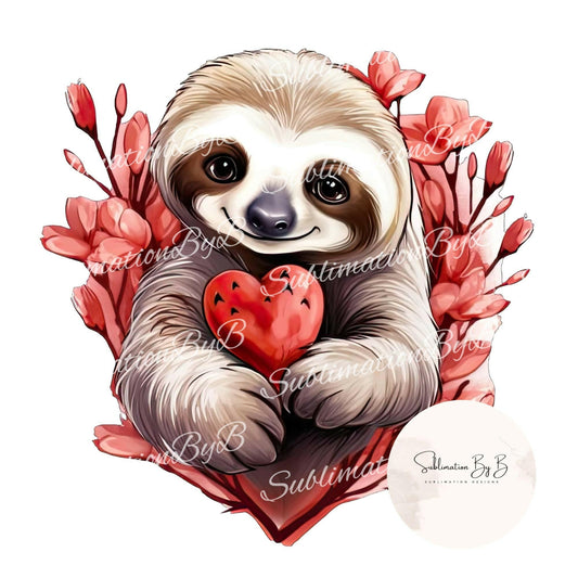 Sloth Valentine Sublimation Design - Perfect for Heartfelt DIY Gifts and Decor