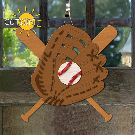 Baseball door hanger SVG | Baseball Glove and Bats Laser Cut Door Hanger SVG | Softball door hanger | Laser cut file