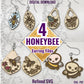 Honeybee Earring SVG Bundle, 4 Bee Earring Files, Honeybee Earring SVG Set, Honeybee Earring Cut Files