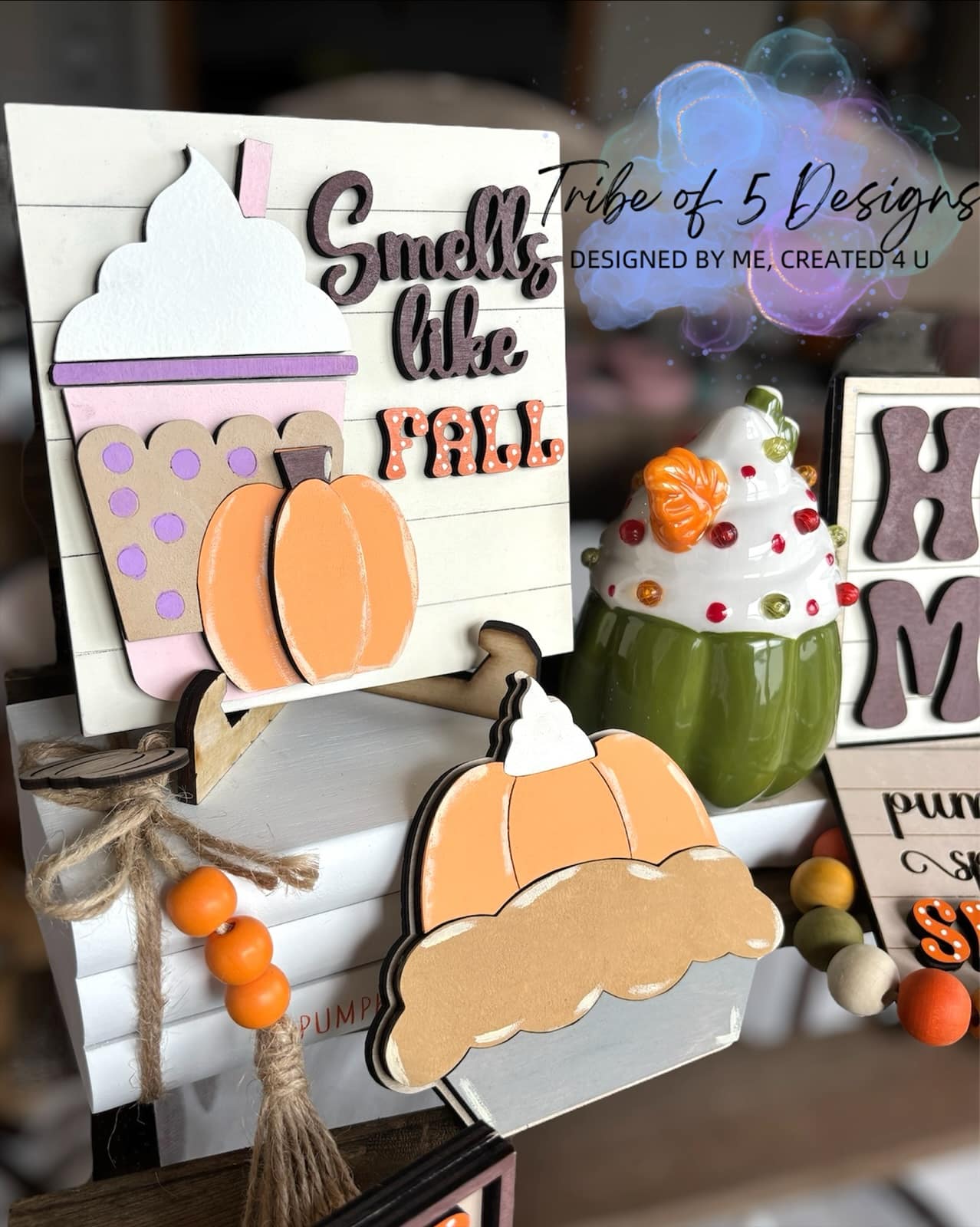 Pumpkin Spice Tiered Tray Shelf Sitters