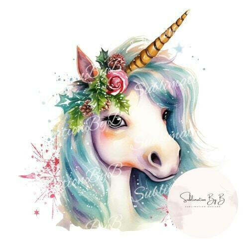 Merry & Magical Christmas Unicorn Sublimation Design