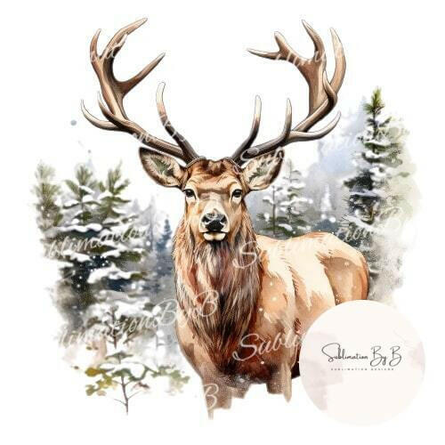 Festive Christmas Elk Sublimation Design