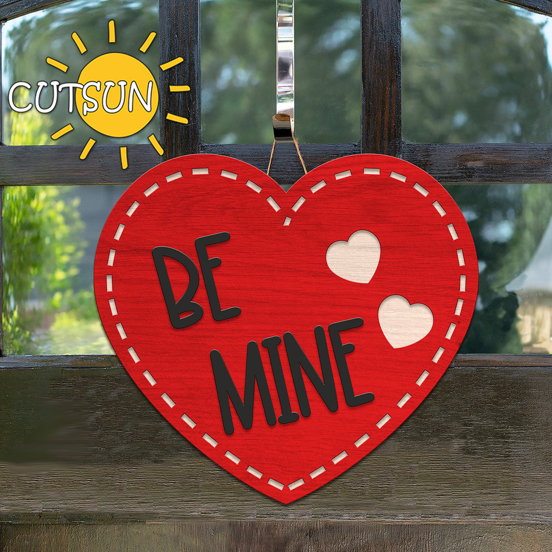 Valentines day door hanger SVG | Valentines day heart sign SVG | Be Mine svg | Glowforge SVG | Laser cut file