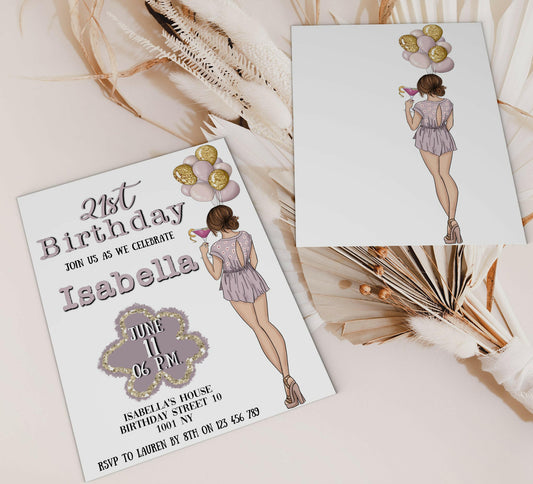 Elegant Teen, early twenties Birthday Party Invitation - Instant Edit & Download