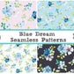 Seamless Pattern Tiles Blue Watercolor Floral 12x12 Tileable