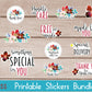 Business and Packaging Stickers Bundle - Red Flowers