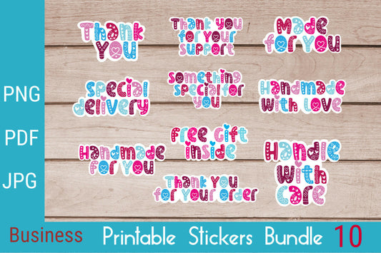 Business and Packaging Stickers Bundle 10 Designs