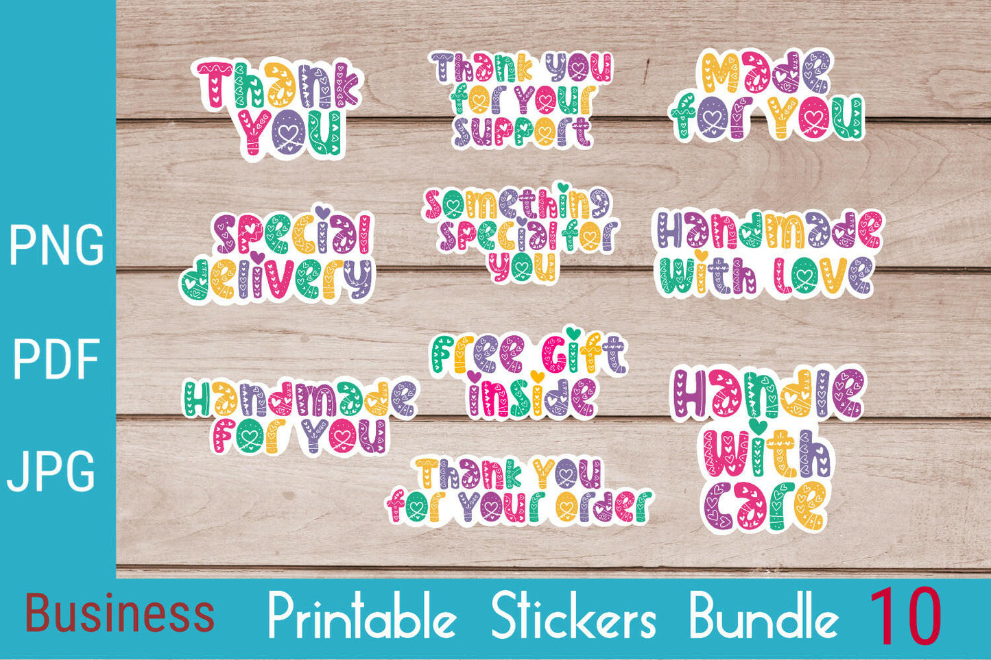 Business and Packaging Stickers Bundle 10 Designs