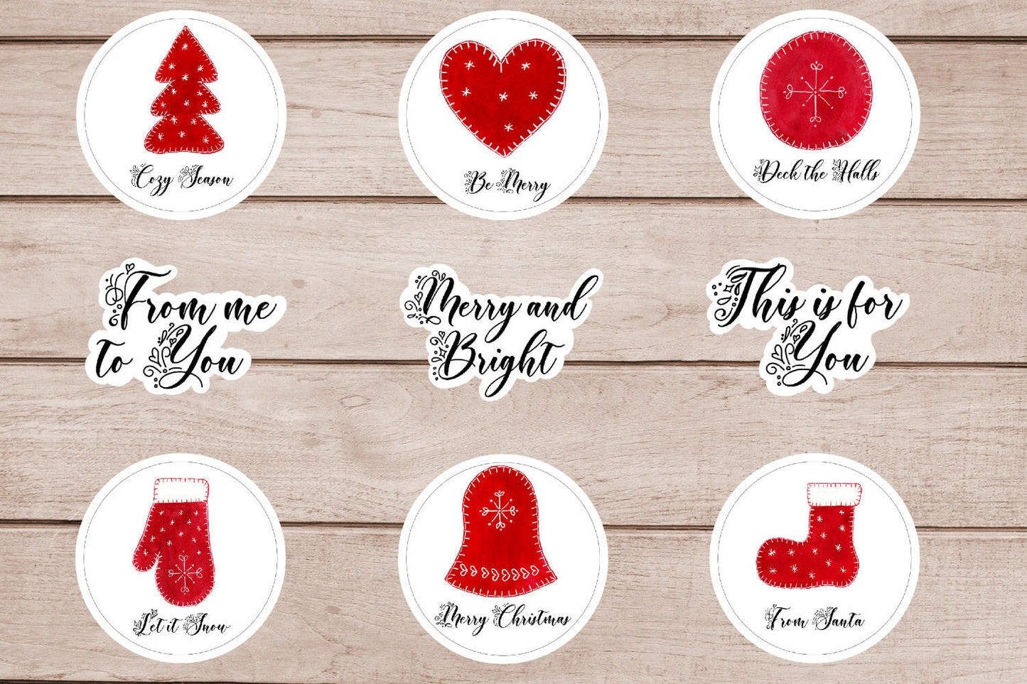 Christmas Stickers Bundle 9 Designs Printable