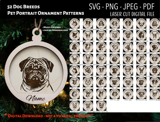 Engraved Pet Portrait, 52 Most Popular Dog Breeds