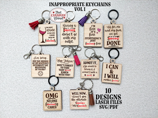 Inappropriate Keychains Vol 1, Adult humour, Adult Humor, Inappropriate, Funny keychains, Laser Files Adult Only, laser file