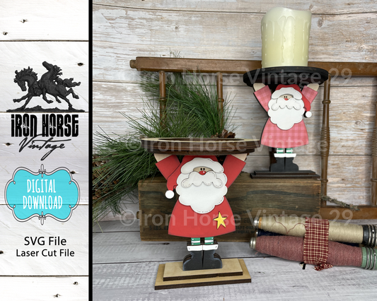 Santa Candle Holder, Santa Cookie Tray, Holiday Decorations, Home Decor, Farmhouse Style, Laser Ready SVG File, Digital Download