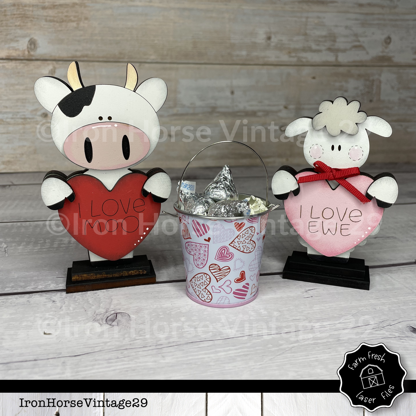 Valentine Shelf Sitters, Valentine Heart, Cow and Sheep Shelf Sitter, Farmhouse Style, Cute Farm Animal Love Notes, NOT a Physical Item