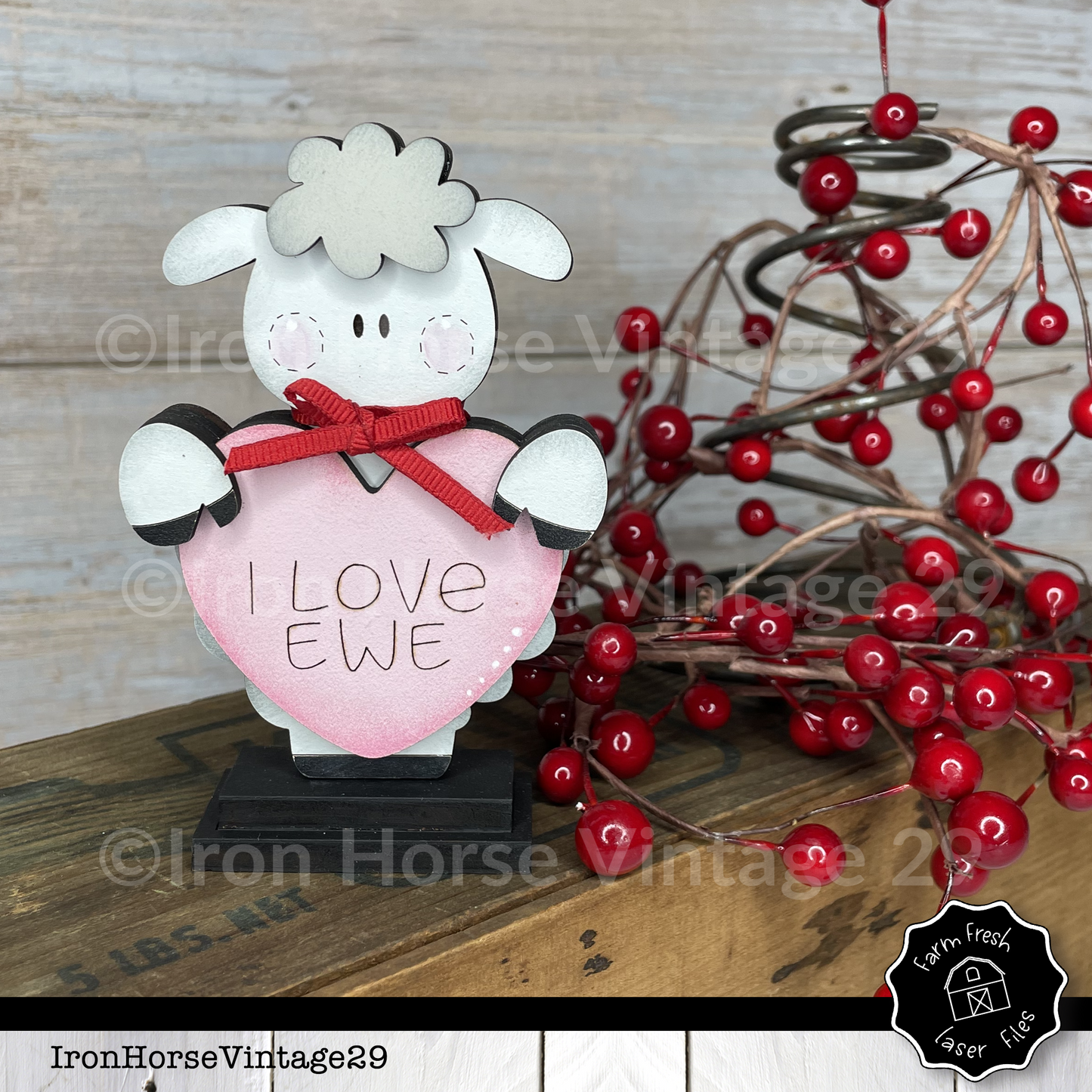 Valentine Shelf Sitters, Valentine Heart, Cow and Sheep Shelf Sitter, Farmhouse Style, Cute Farm Animal Love Notes, NOT a Physical Item