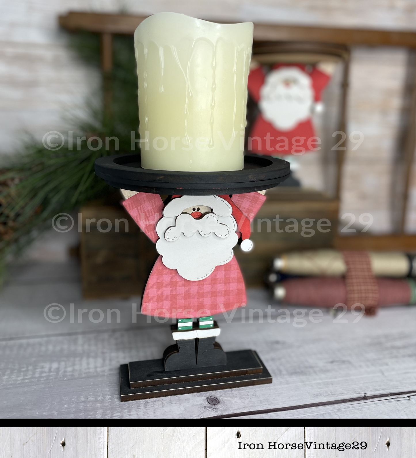 Santa Candle Holder, Santa Cookie Tray, Holiday Decorations, Home Decor, Farmhouse Style, Laser Ready SVG File, Digital Download