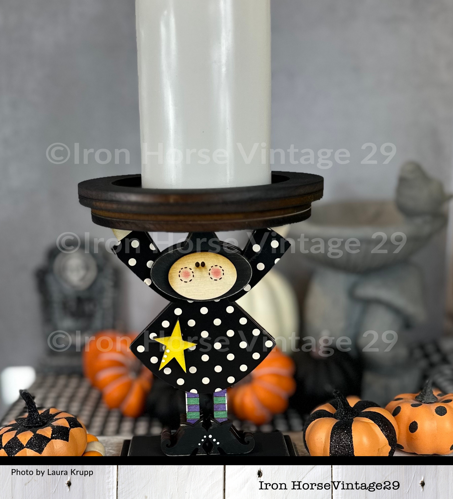 Witch Candle Holder, Cute Halloween Witch, Halloween Decoration, Home Decor, Farmhouse Style, Laser Ready SVG File, Digital Download