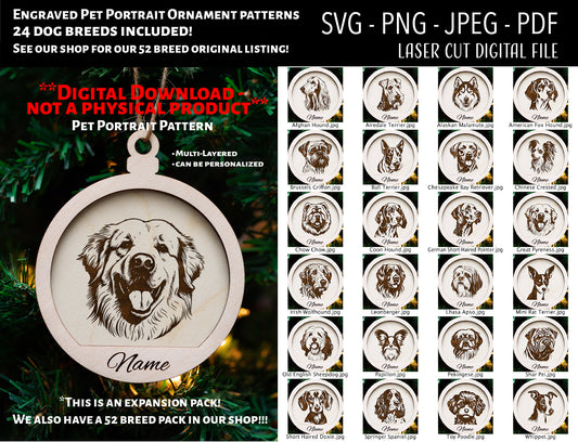 Engraved Pet Portrait, 24 Additional Breeds, Expansion Pack 1