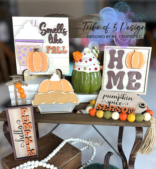 Pumpkin Spice Tiered Tray Shelf Sitters