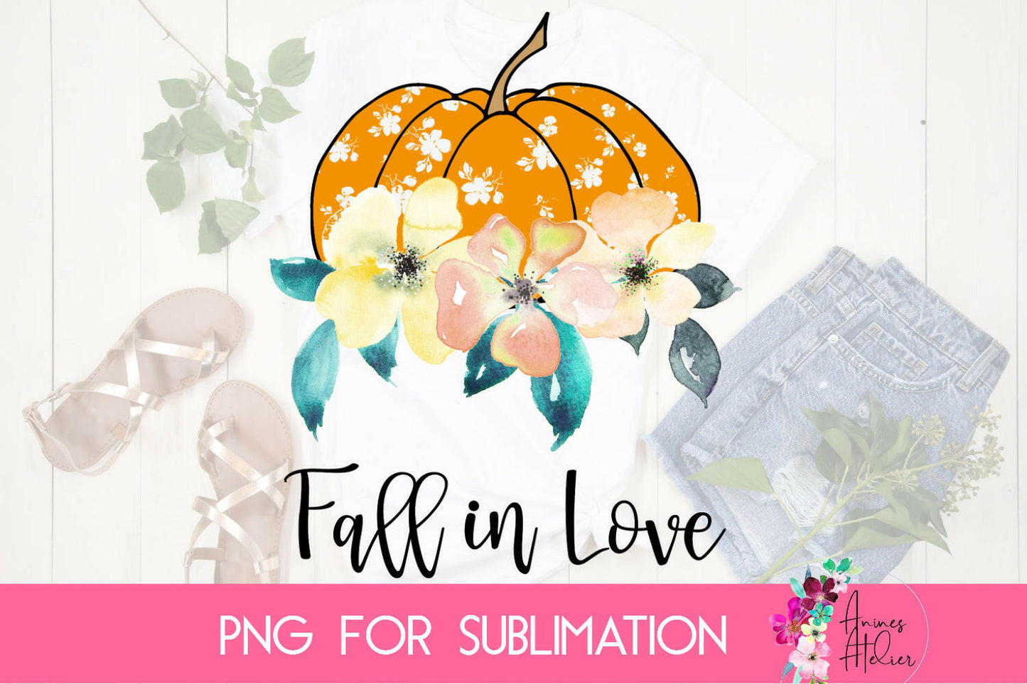 Fall in Love Pumpkin Sublimation Design