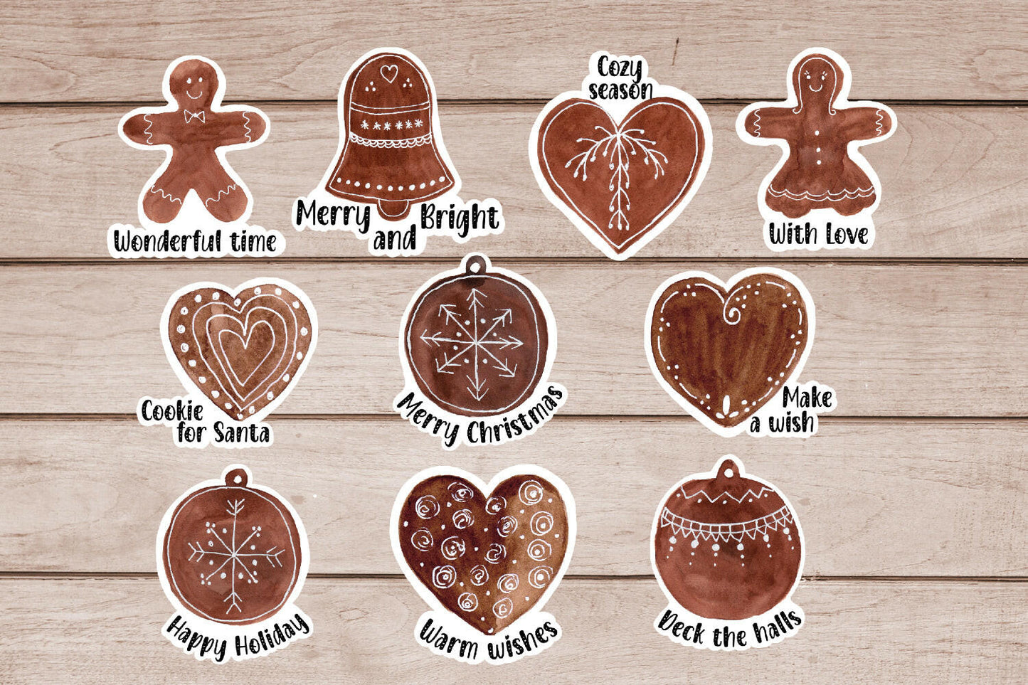 Gingerbread Stickers Bundle 10 Designs Printable