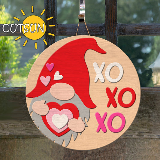 Valentine Gnome door hanger SVG  Valentine Gnome SVG Valentines day svg Gnome door sign Xoxo svg Laser cut file Glowforge svg