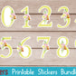 Number Stickers Yellow Floral 0 - 9 Printable