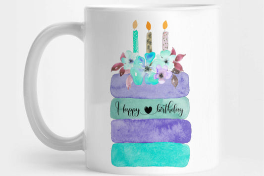 Sublimation Happy Birthday Cake in Blue