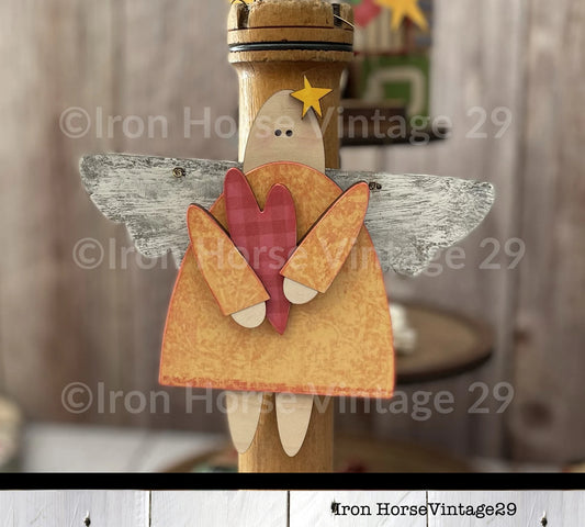 Faux Primitive Hanging Angel, Farmhouse Style, Christmas Ornament, Laser Ready SVG, Digital Download